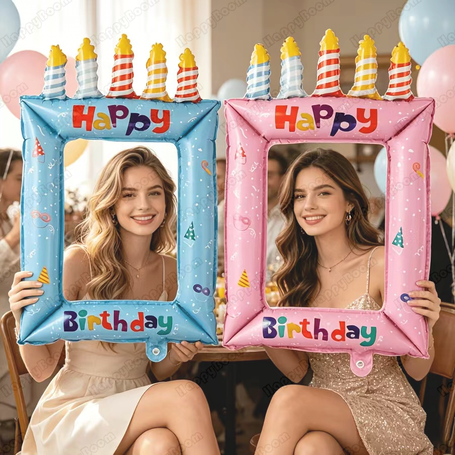 Photo Booth Frame - 28-Inch Princess-Themed Birthday Balloons Photo Frame
