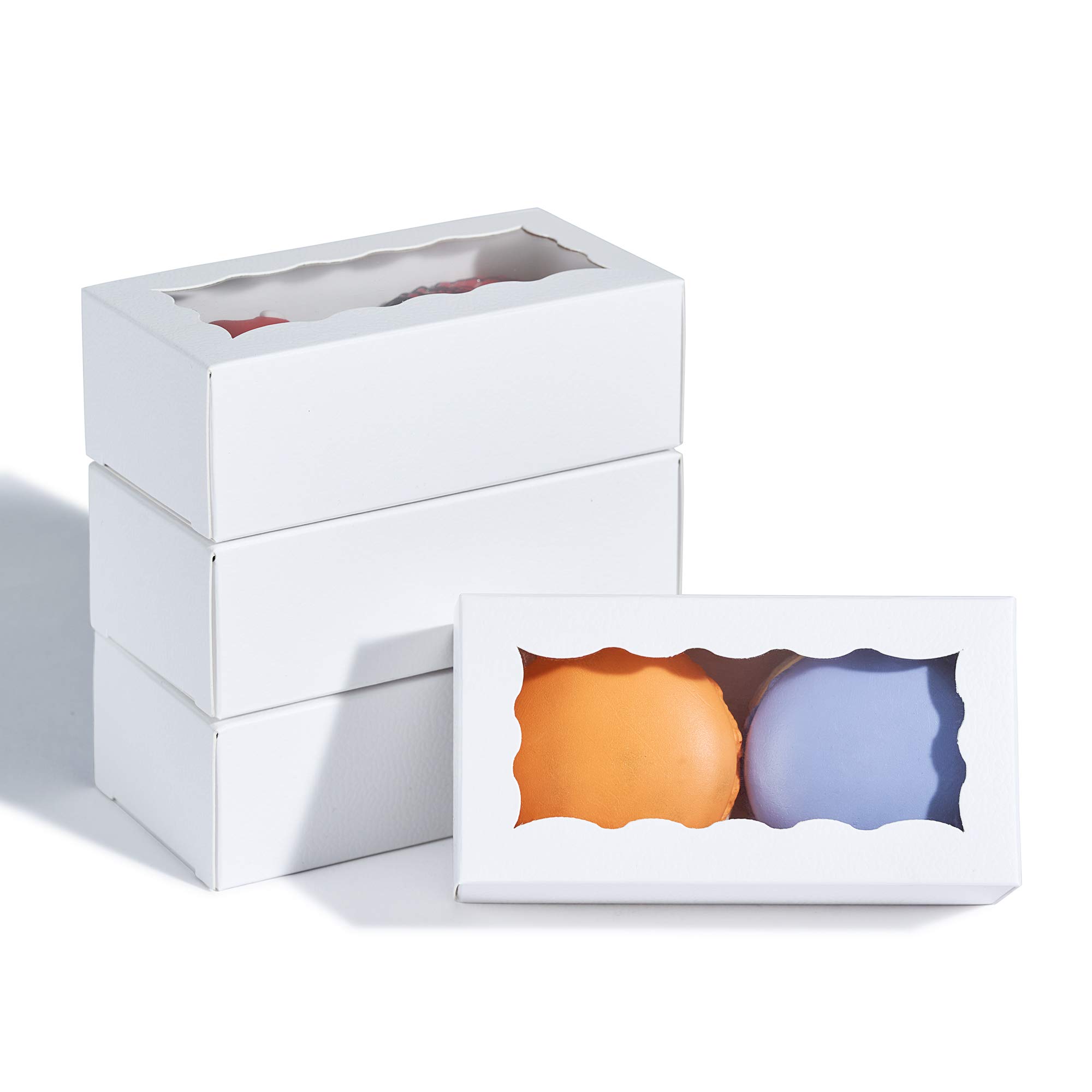 Event Party Box - 50pcs White Macaron Boxes 2 Holder