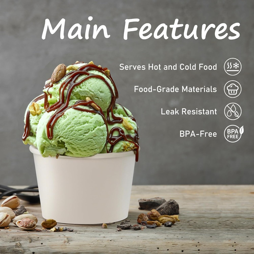 50pcs 8oz Paper Ice Cream Cups - Plastic Cup 50Pcs บทวิจารณ์และราคา