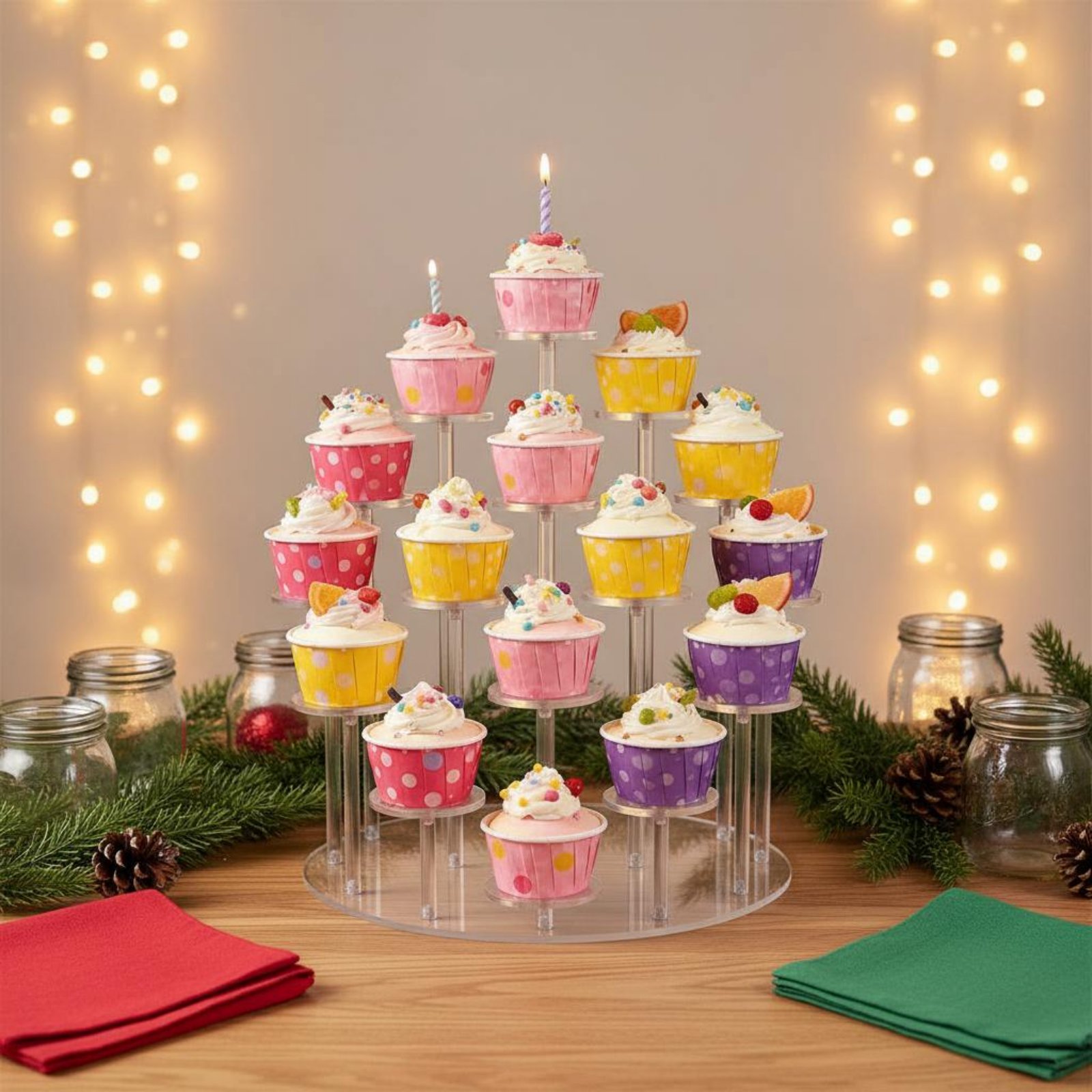 Acrylic Cupcake Stand Transpar - Cupcake Stand Tier บทวิจารณ์และราคา