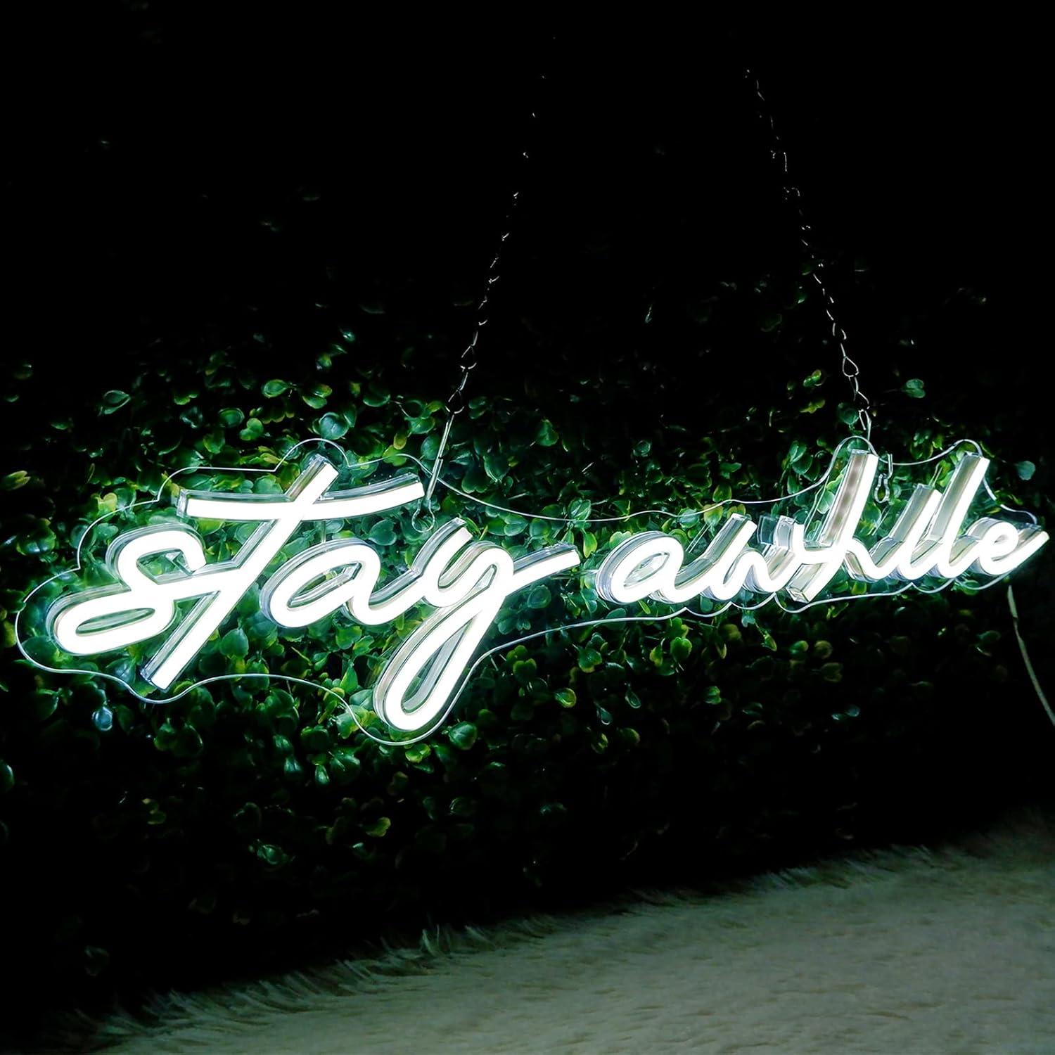 Stay Awhile Neon Signs USB Dim - Neon Sign Party บทวิจารณ์และราคา
