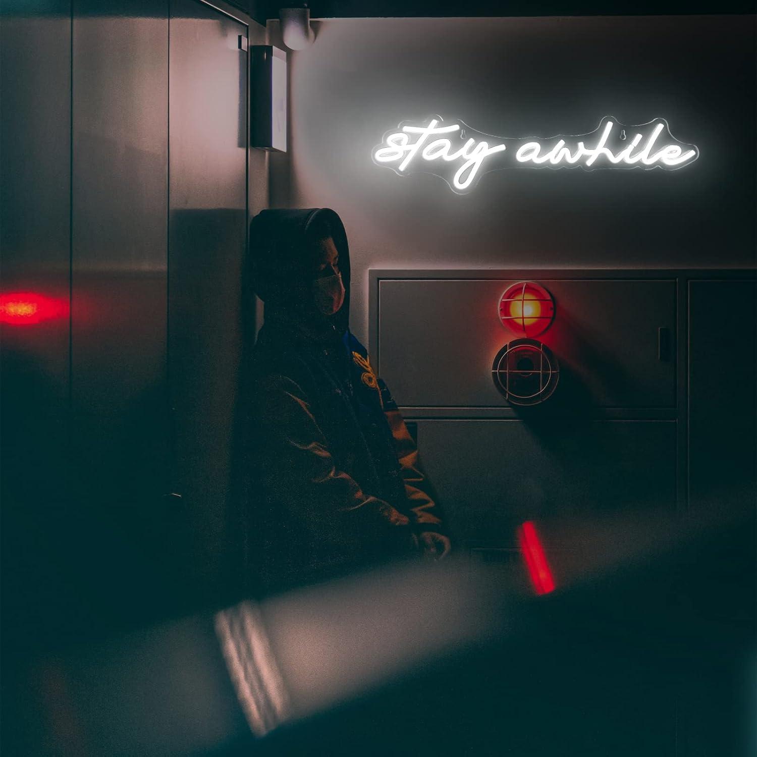 Stay Awhile Neon Signs USB Dim - Neon Sign Party บทวิจารณ์และราคา