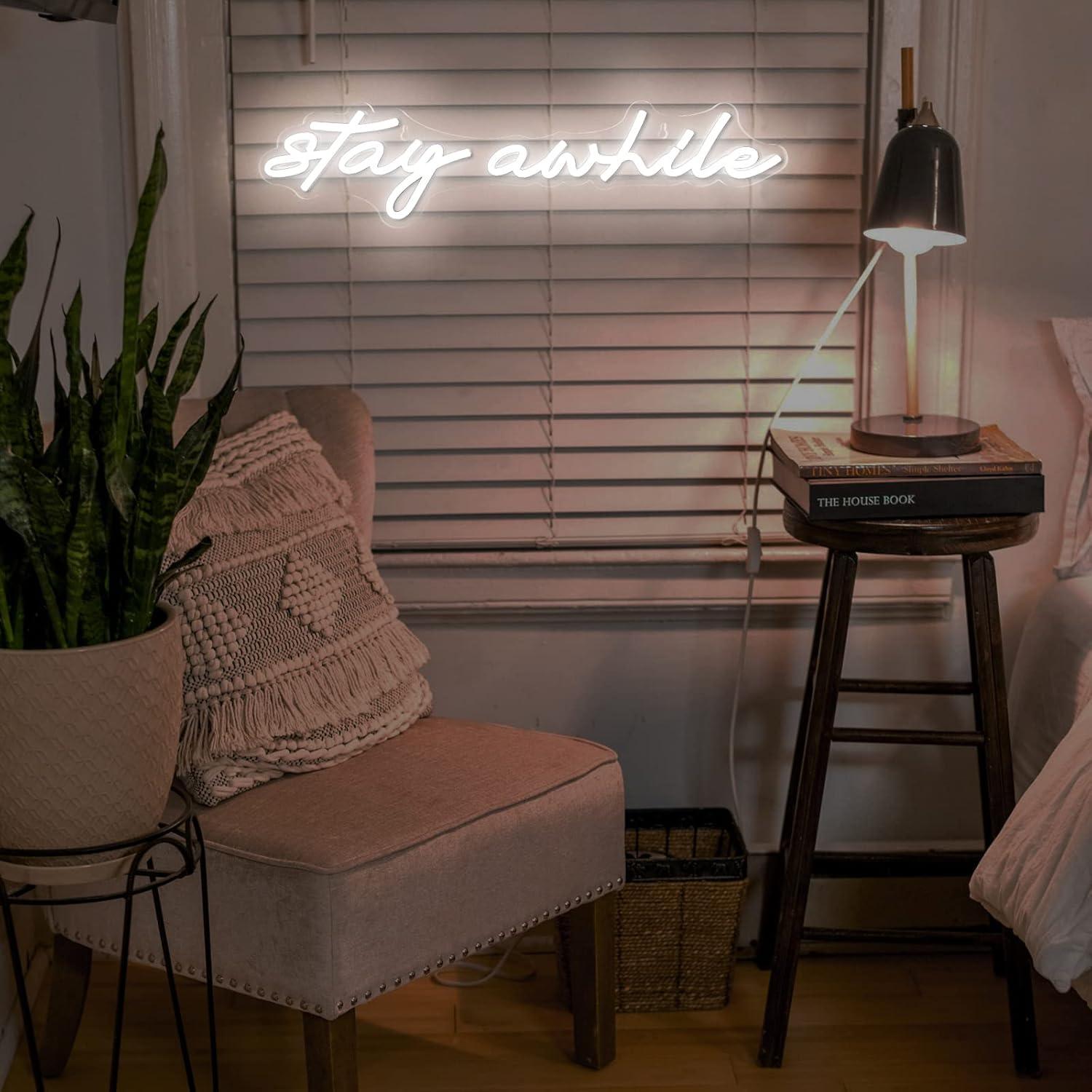 Stay Awhile Neon Signs USB Dim - Neon Sign Party บทวิจารณ์และราคา