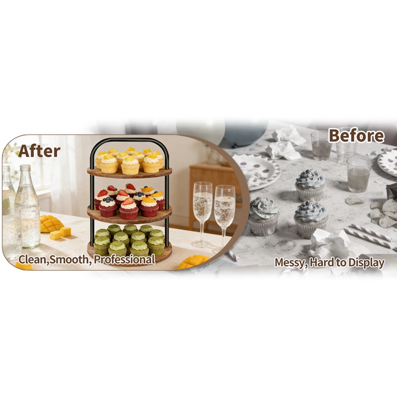 ABLN-Wooden Cupcake Stand Dess - Cupcake Stand Tier บทวิจารณ์และราคา