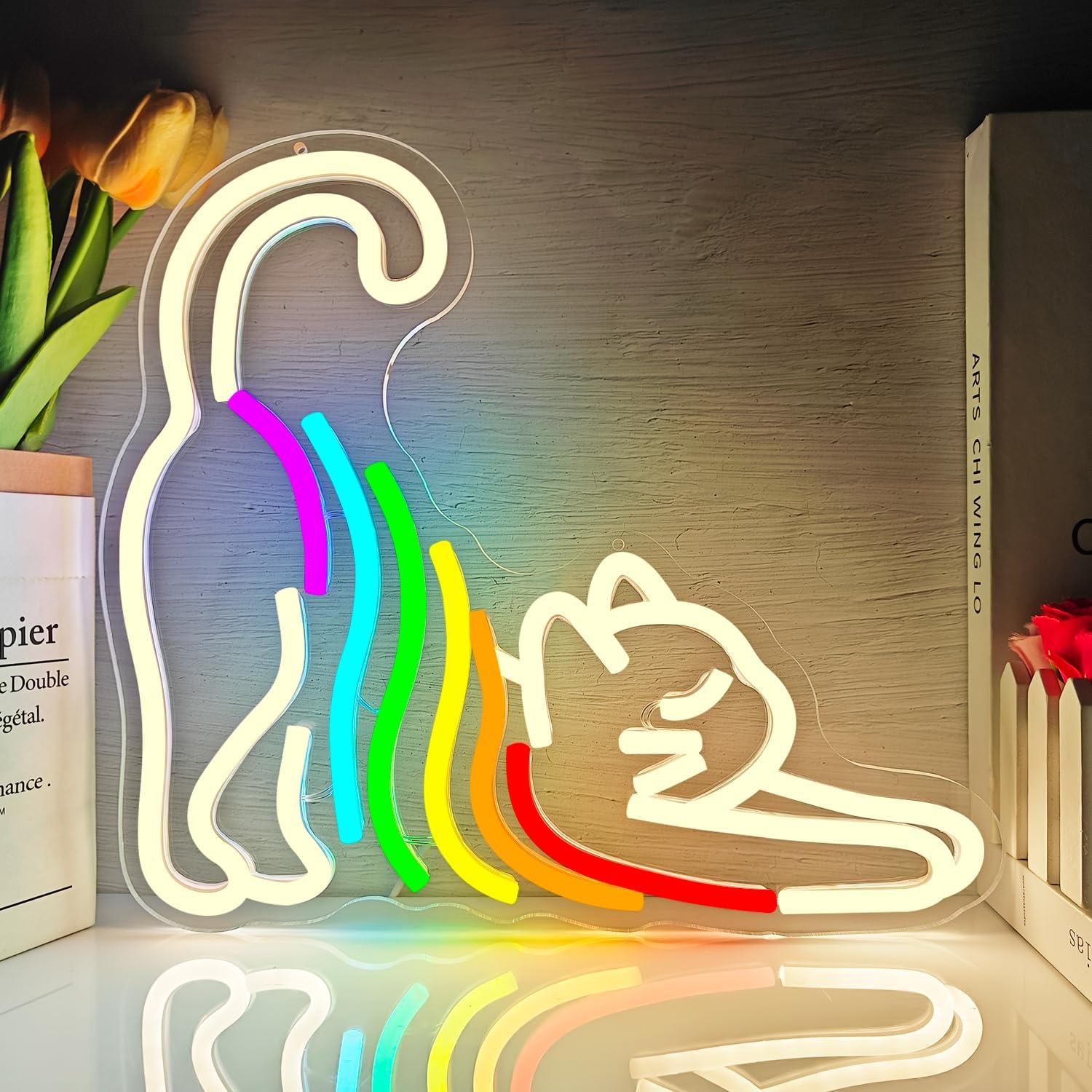Rainbow Stretching Cat Neon Si - Neon Sign Party บทวิจารณ์และราคา