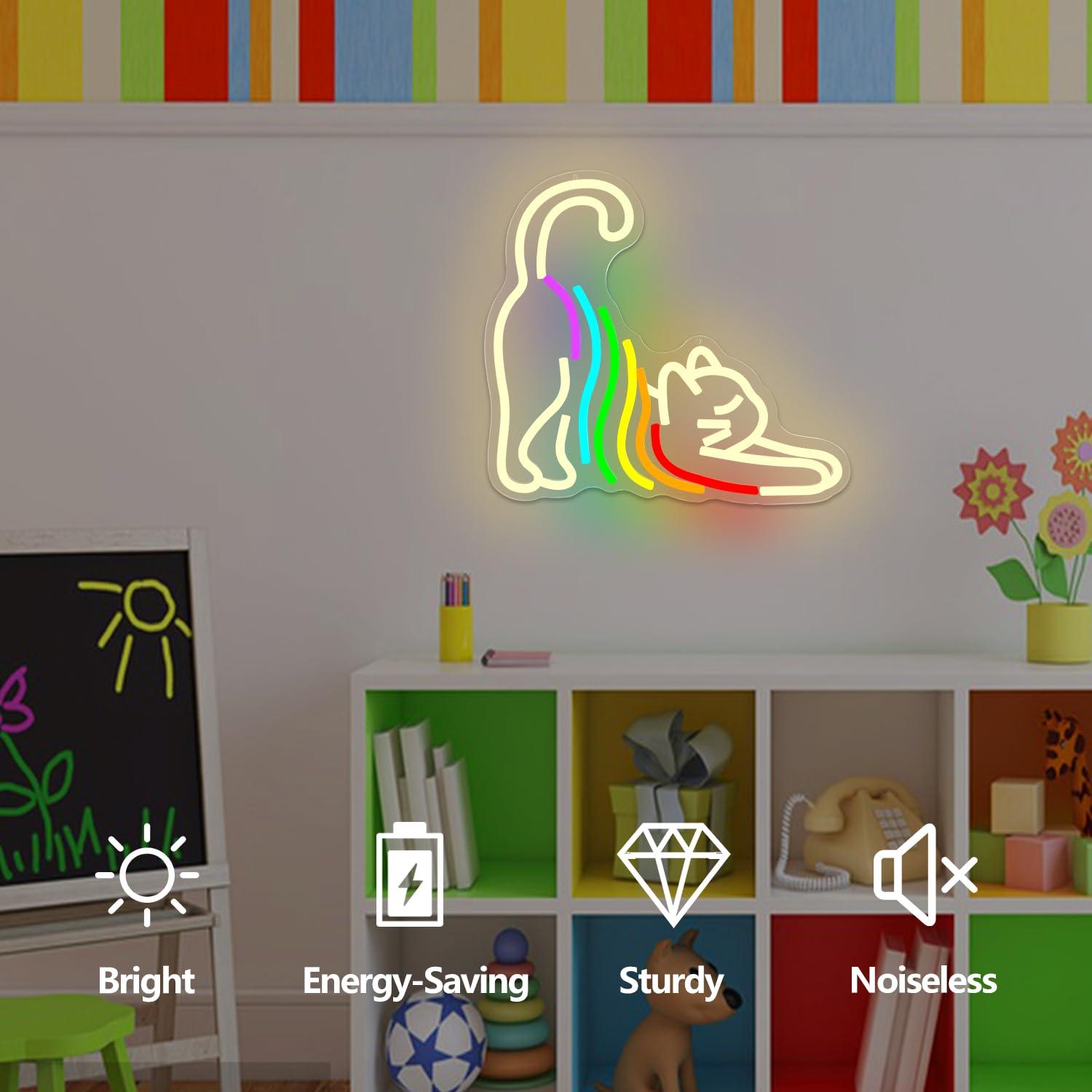 Rainbow Stretching Cat Neon Si - Neon Sign Party บทวิจารณ์และราคา