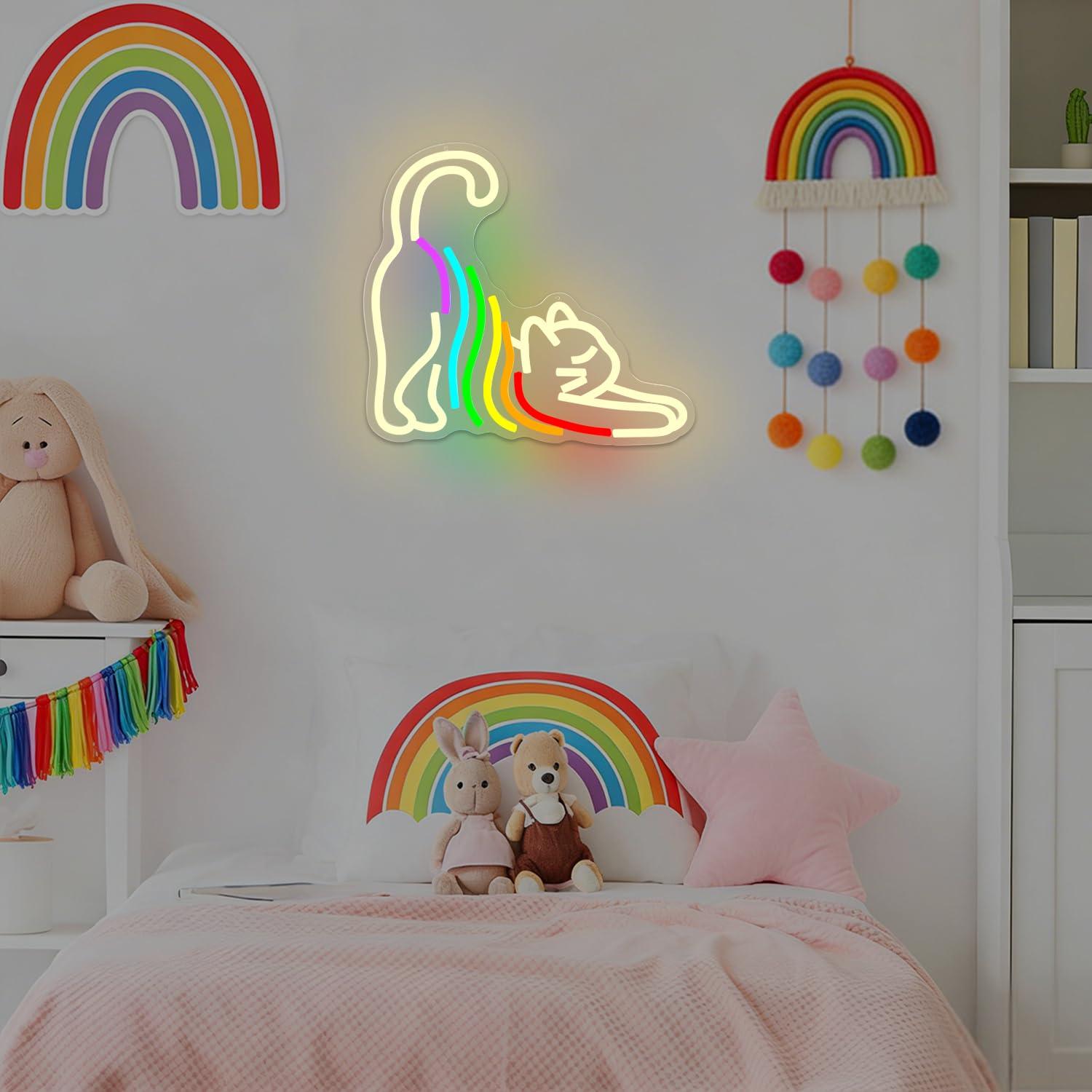 Rainbow Stretching Cat Neon Si - Neon Sign Party บทวิจารณ์และราคา