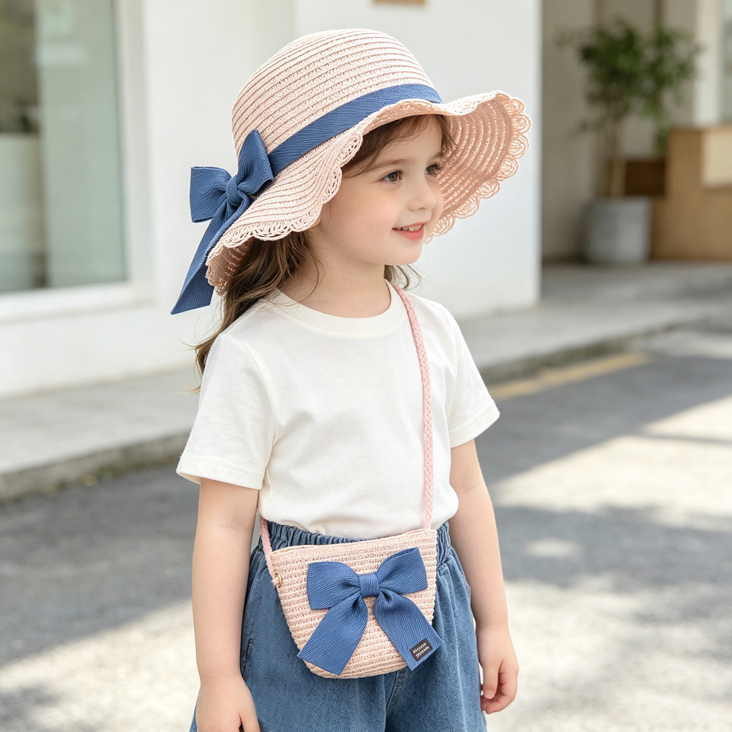 Girls 2pcs Straw Hat Solid Col - Paper Straw Color บทวิจารณ์และราคา