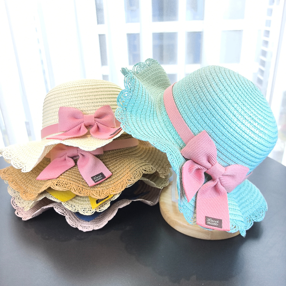 Girls 2pcs Straw Hat Solid Col - Paper Straw Color บทวิจารณ์และราคา