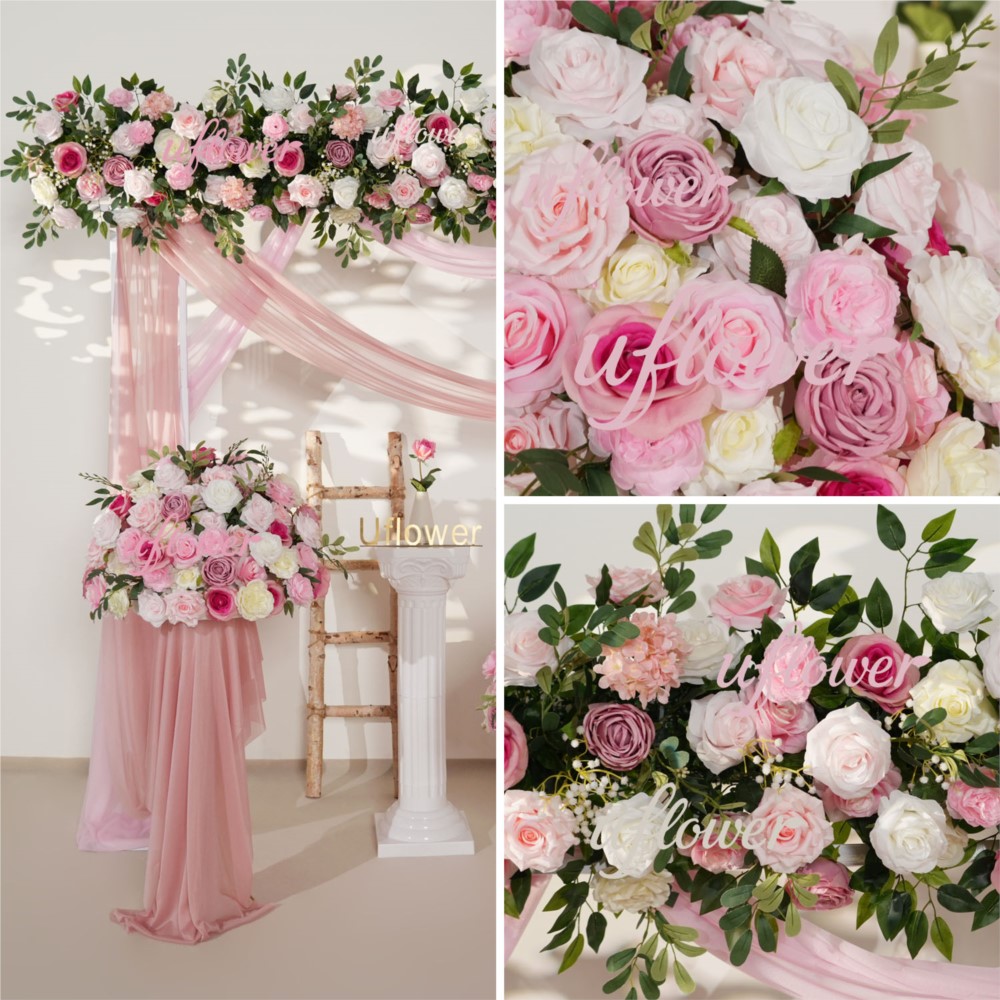 Uflower Pink Rose Greenery Han - Flower Wall Panel บทวิจารณ์และราคา
