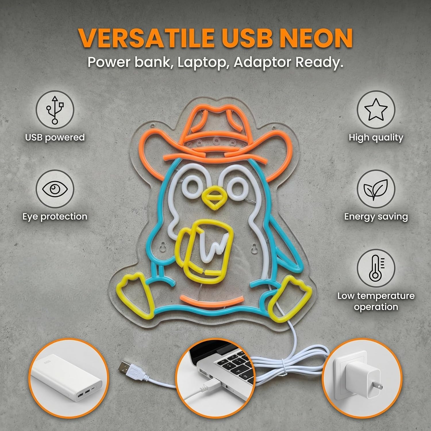 Penguin Neon Sign USB Powered  - Neon Sign Party บทวิจารณ์และราคา