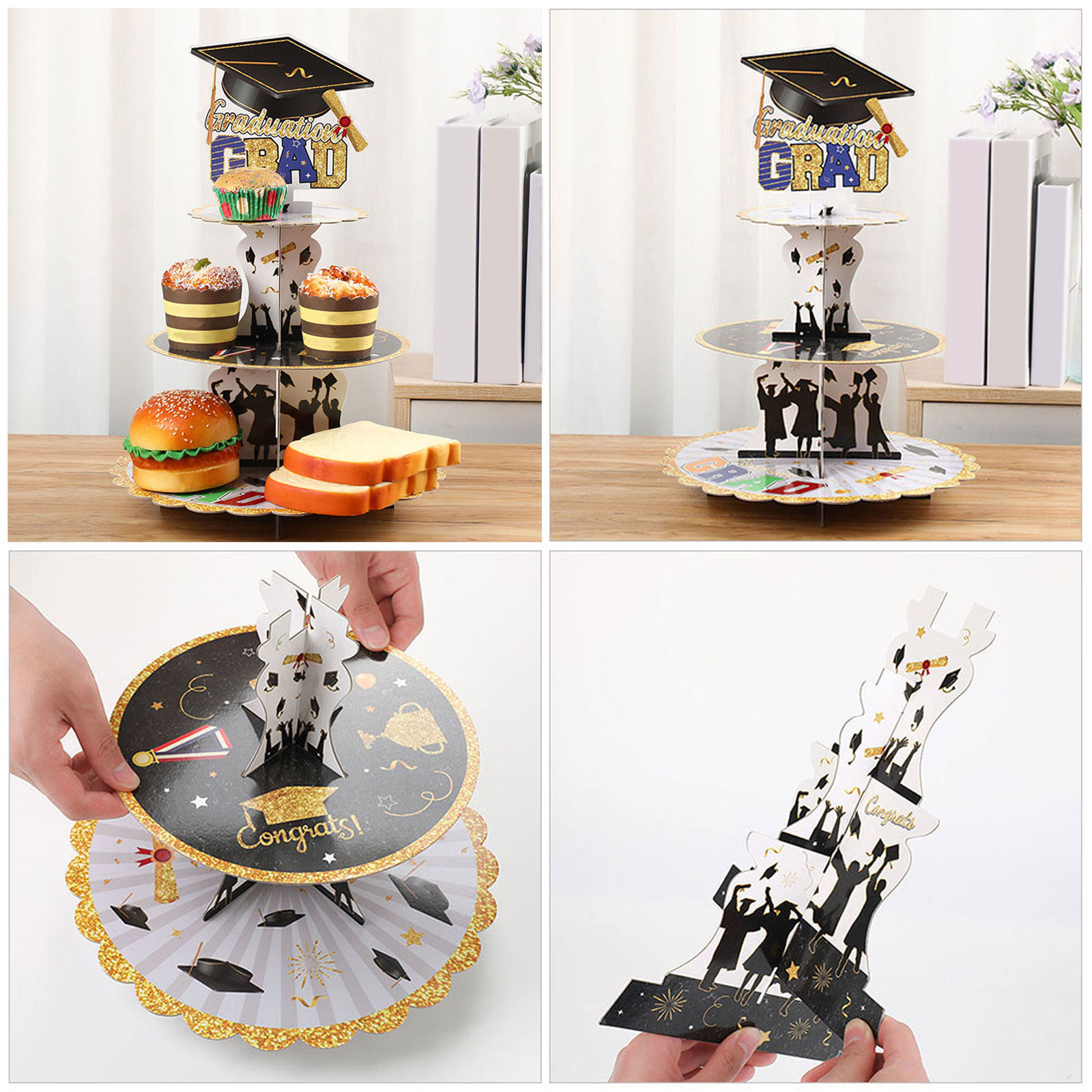 1Set 3-Tier Graduation Cupcake - Cupcake Stand Tier บทวิจารณ์และราคา