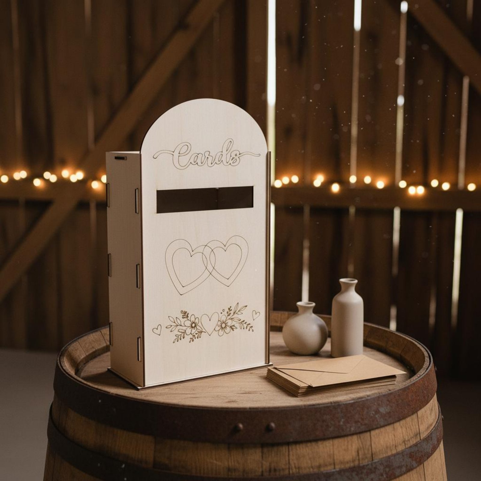 Wooden Wedding Card Box Laser  - Event Party Box บทวิจารณ์และราคา