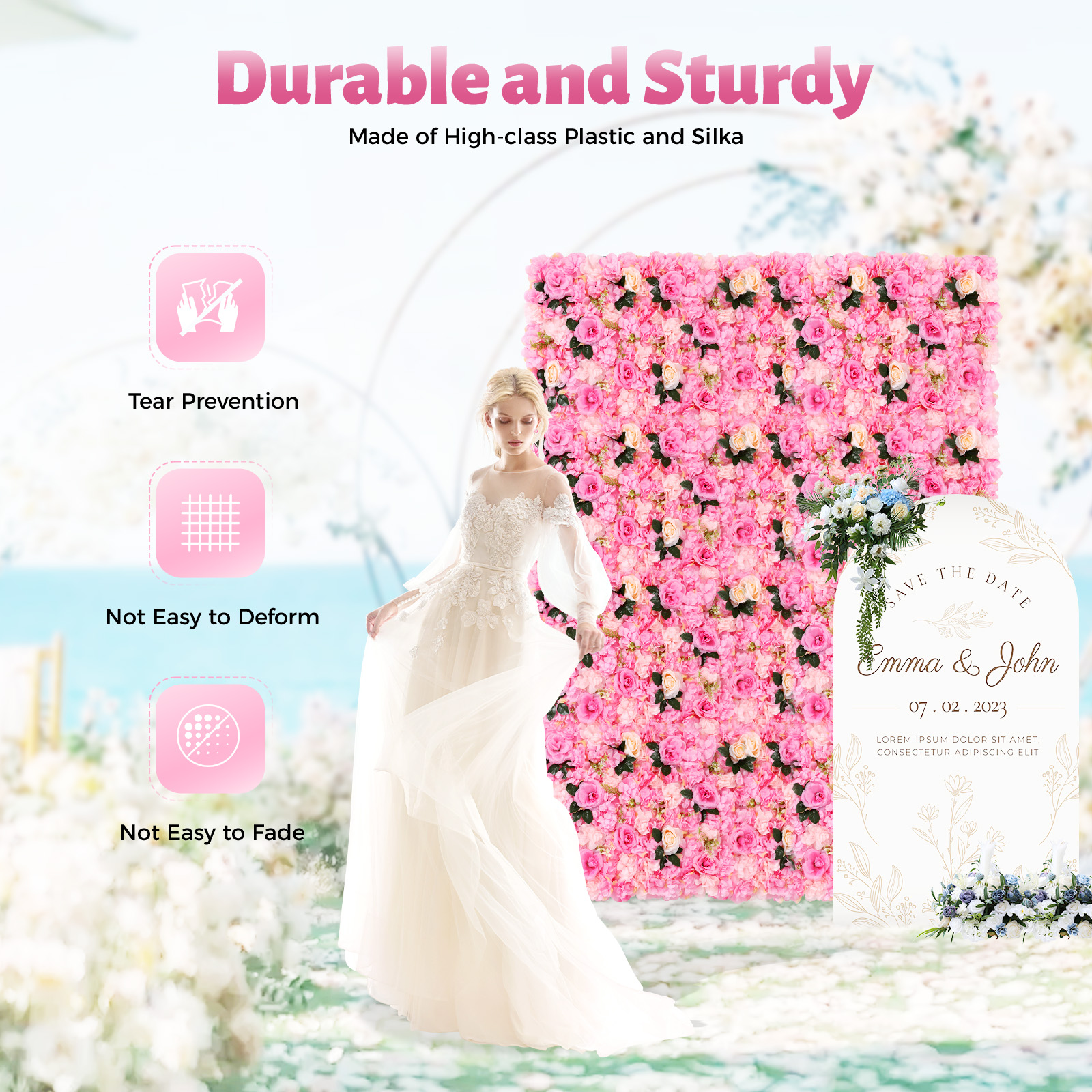 12Pcs Realistic Fake Flower Wa - Flower Wall Panel บทวิจารณ์และราคา