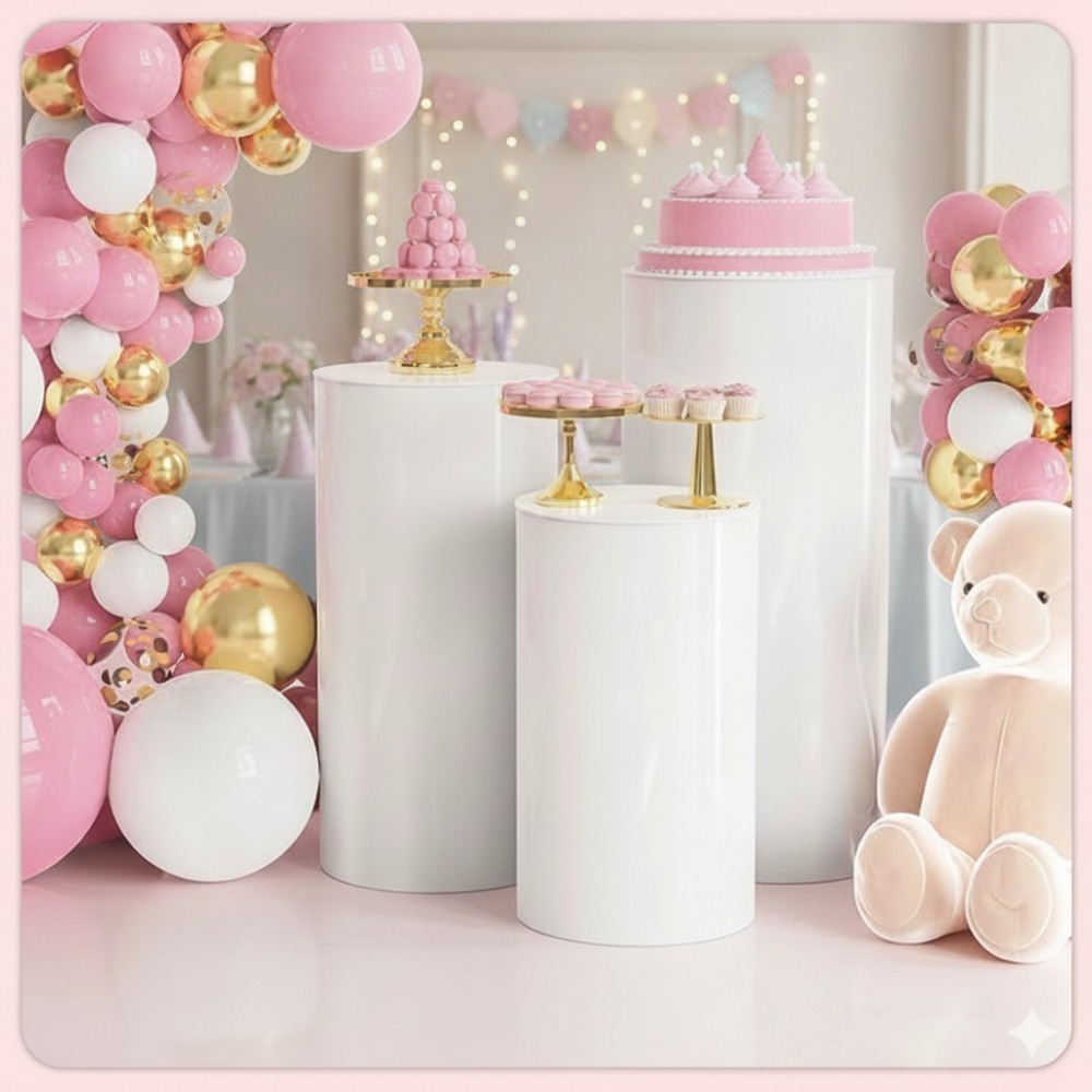 3/5Pcs White Cylinder Pedestal - Event Party บทวิจารณ์และราคา