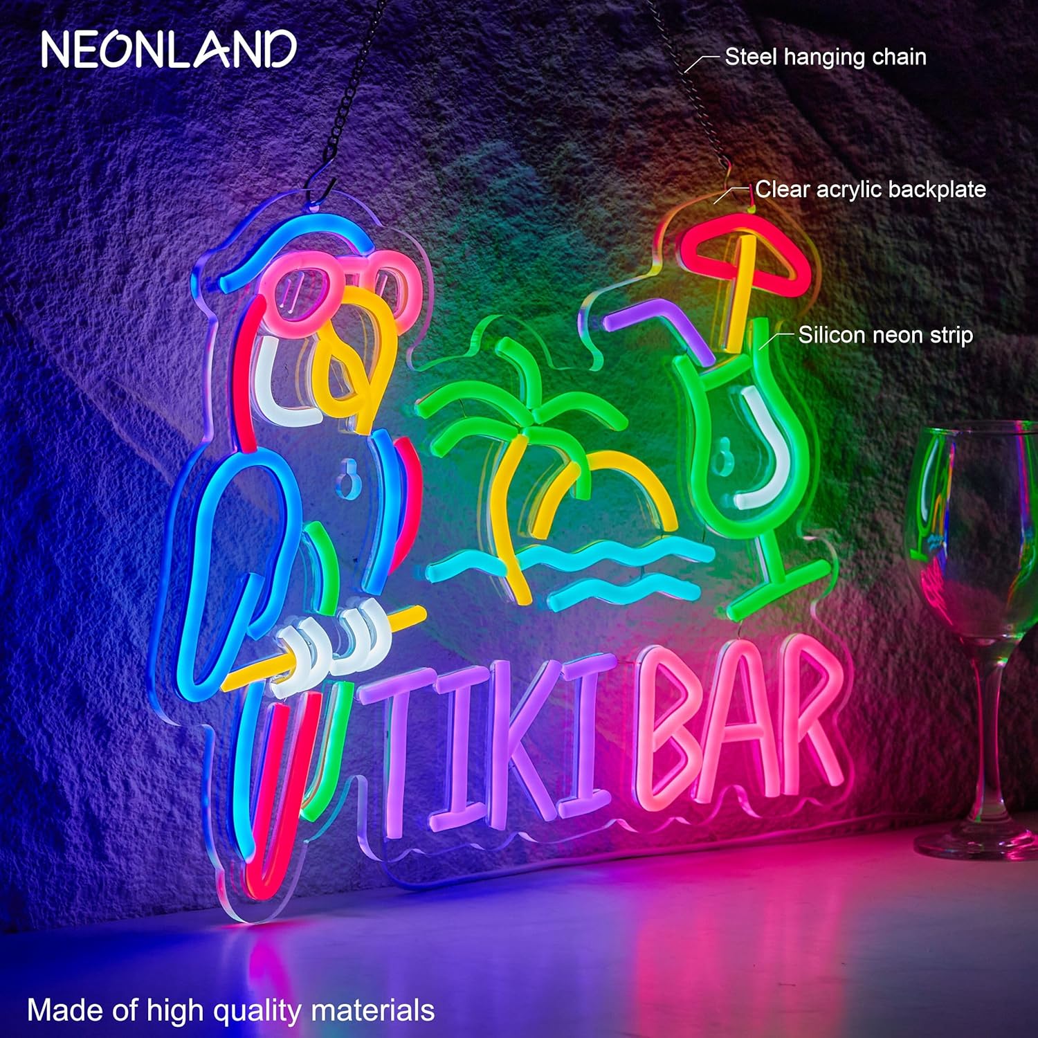 Tiki Bar Parrot Palm Tree Neon - Neon Sign Party บทวิจารณ์และราคา