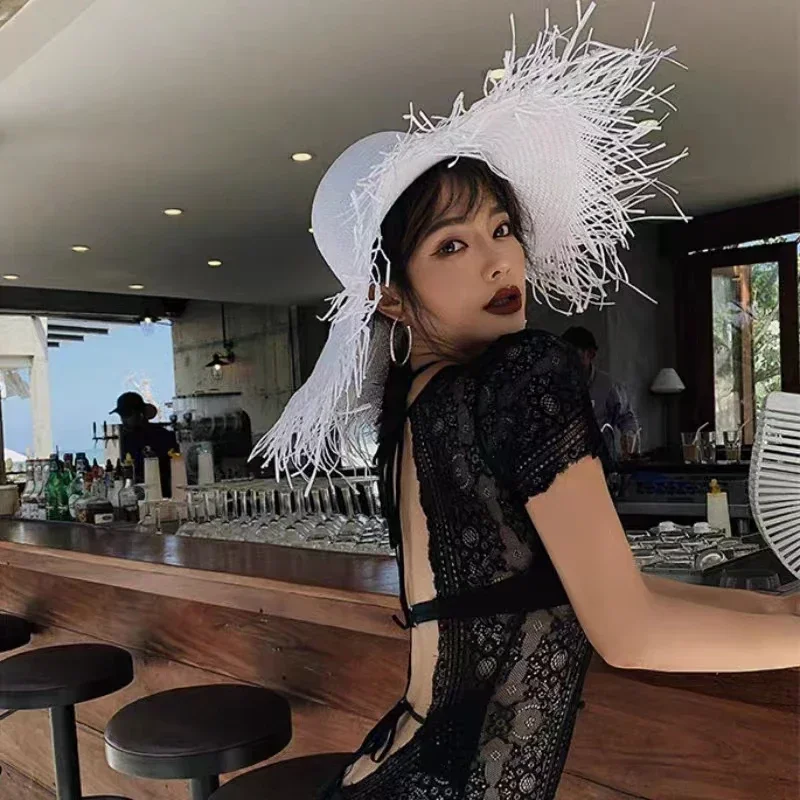 New Summer Wide-brimmed Solid  - Paper Straw Color บทวิจารณ์และราคา