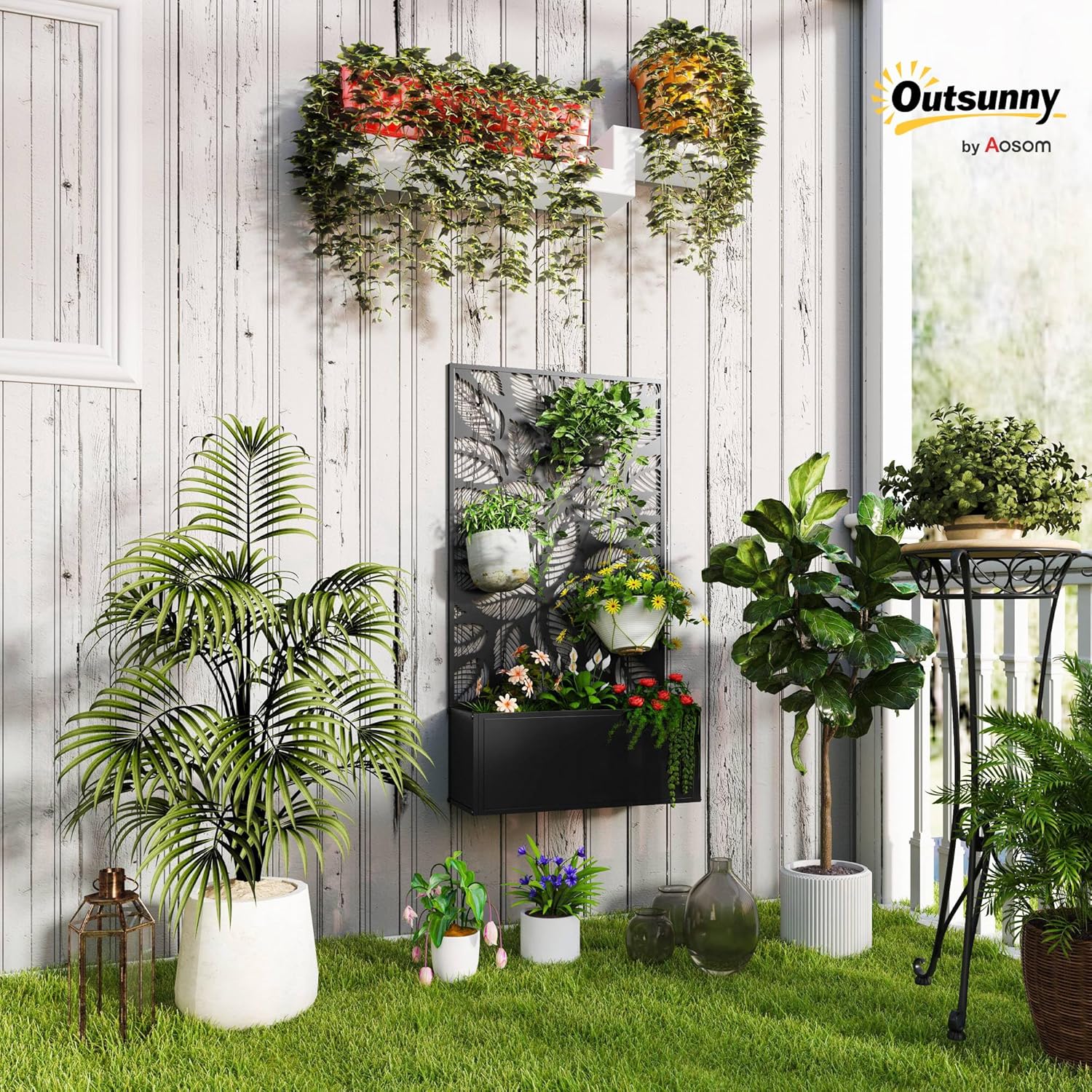 Metal Raised Garden Bed with T - Flower Wall Panel บทวิจารณ์และราคา