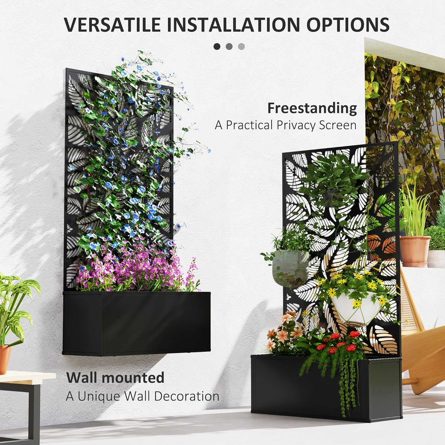 Metal Raised Garden Bed with T - Flower Wall Panel บทวิจารณ์และราคา