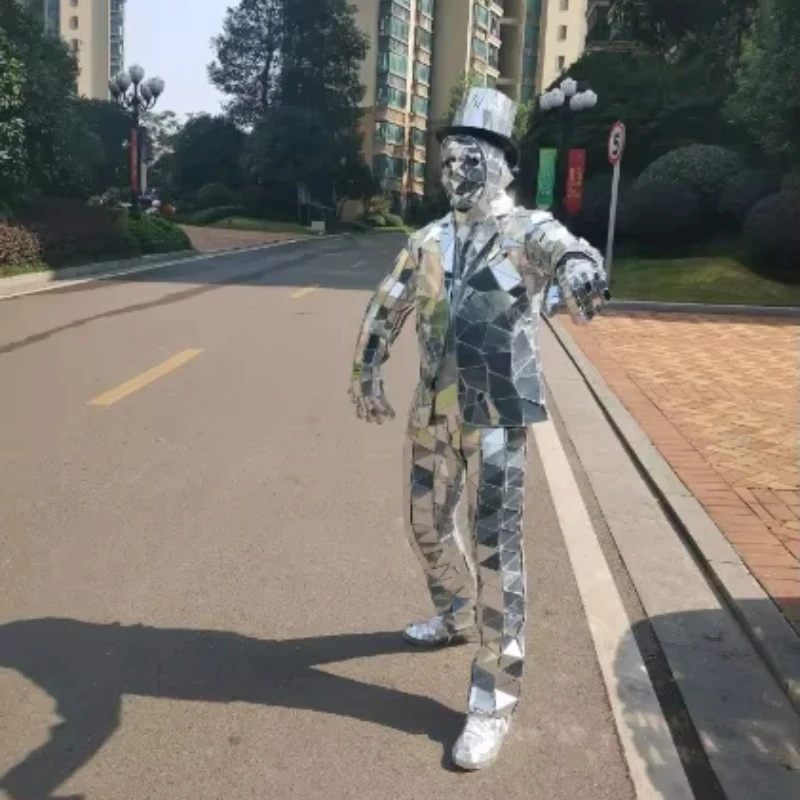 Mirror Man Costume Sliver glas - Event Party Dj บทวิจารณ์และราคา