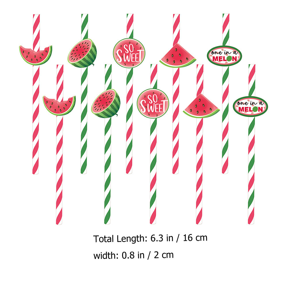 40Pcs Watermelon Disposable Pa - Paper Straw Color บทวิจารณ์และราคา