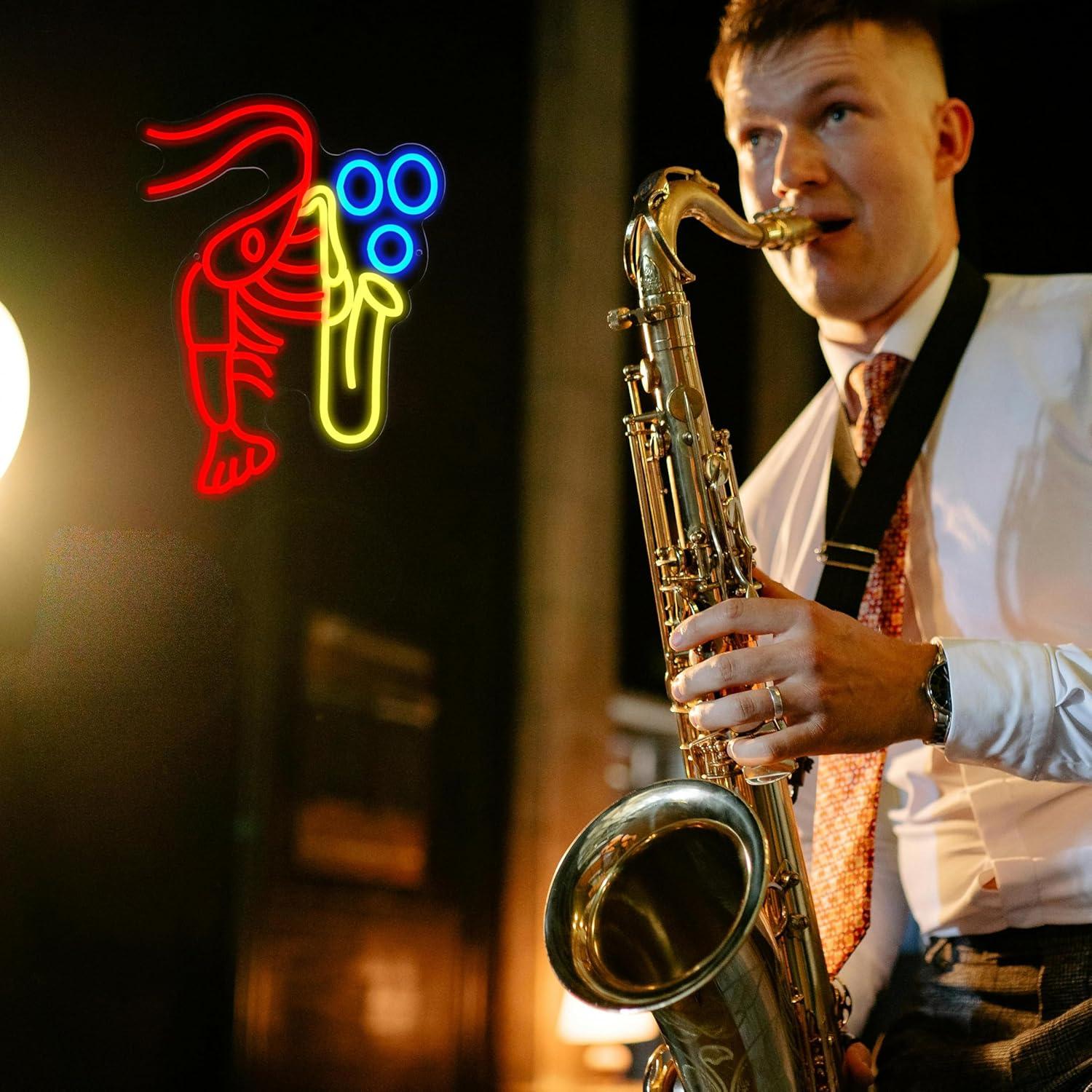 Lobster Saxophone Neon Sign Ja - Neon Sign Party บทวิจารณ์และราคา
