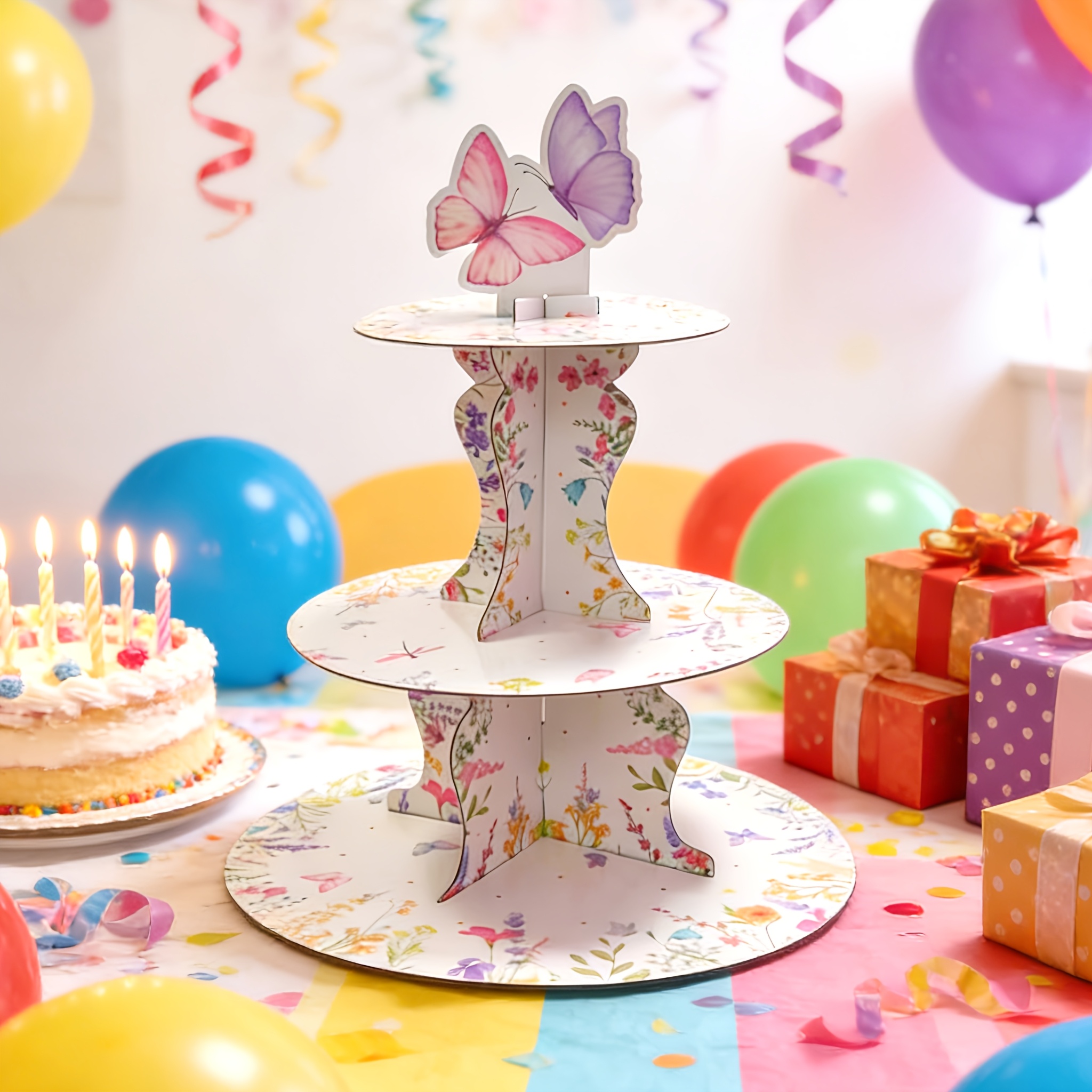 3-Tier Wildflower Butterfly Ca - Cupcake Stand Tier บทวิจารณ์และราคา