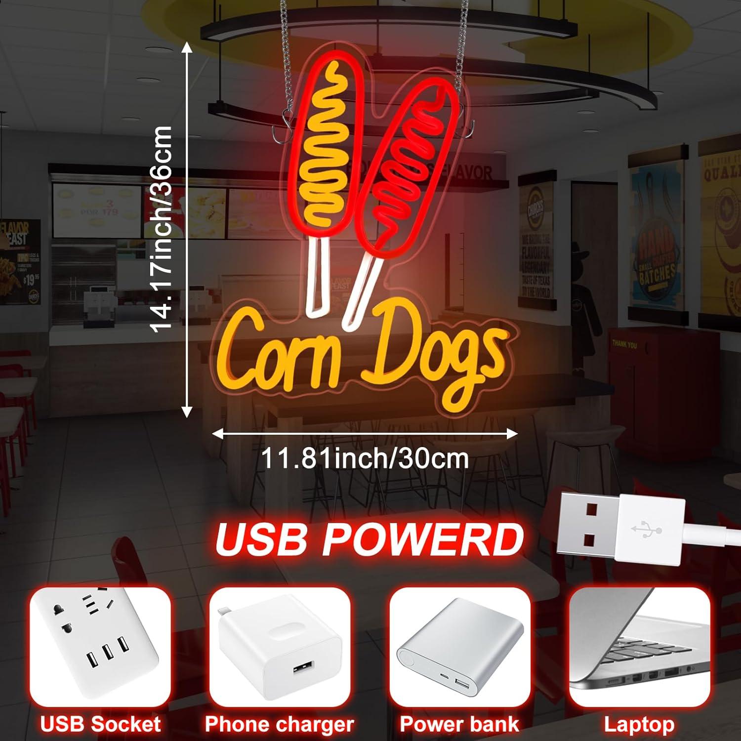 Corn Dog Neon Sign Snack USB D - Neon Sign Party บทวิจารณ์และราคา